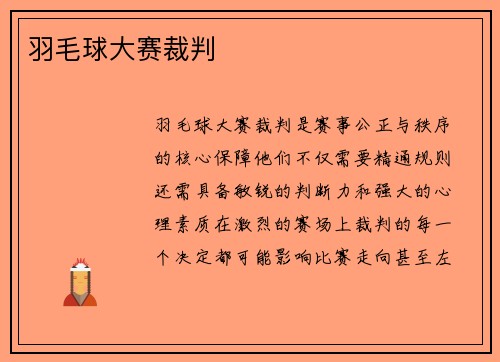 羽毛球大赛裁判